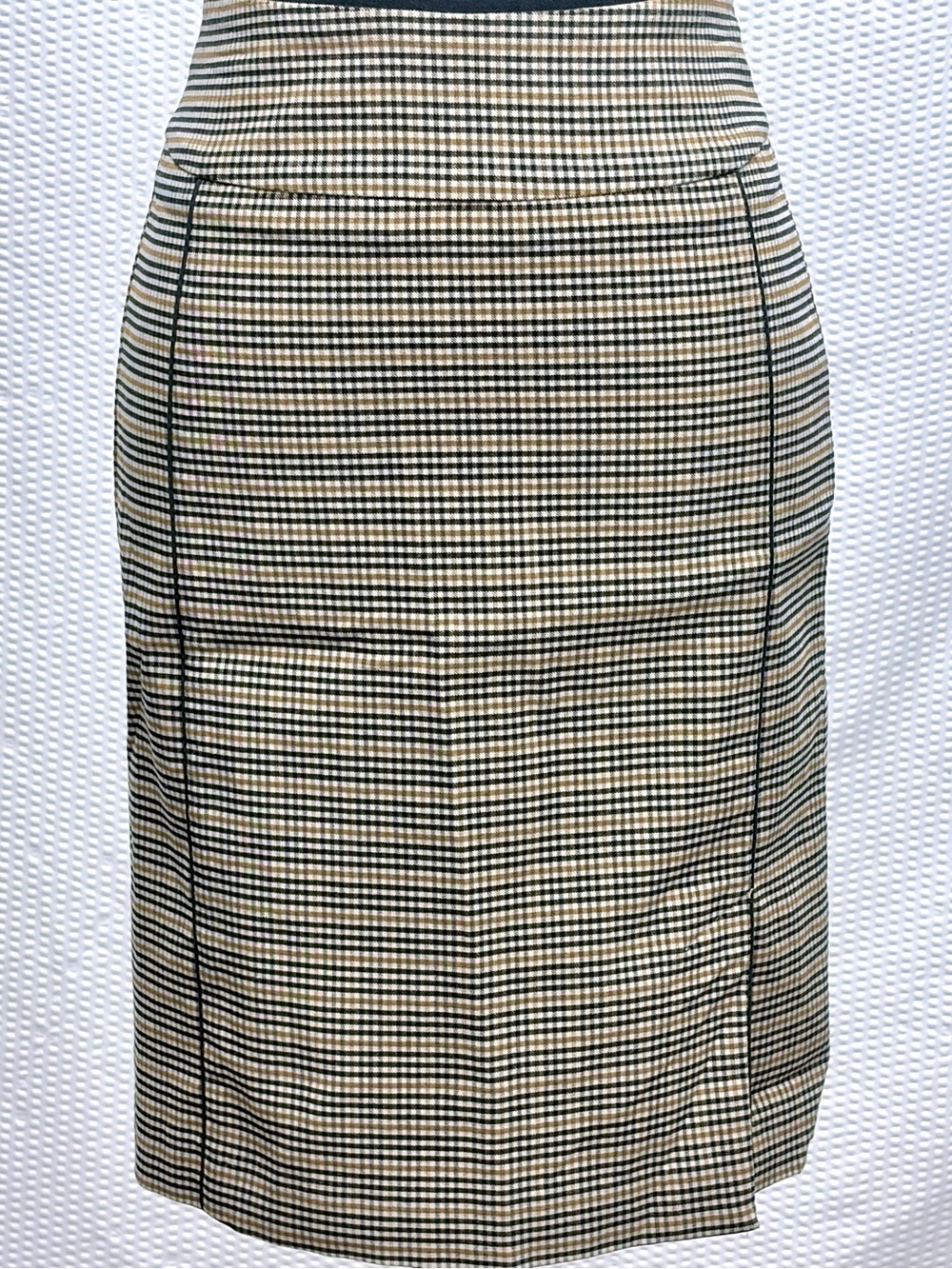 Margaret M Pencil Skirt Women’s S Brown Houndstooth Check Stretch Career 21.75”